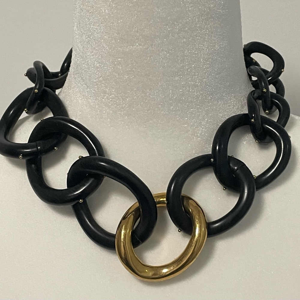 KARA ROSS Ebony Resin & Gold Statement Necklace